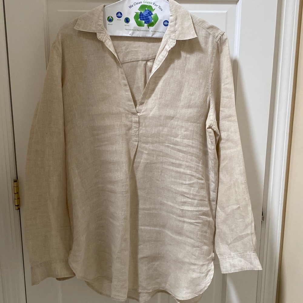 Gap linen tunic top, size Large tall, coastal grandmother